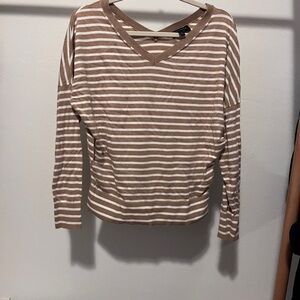 Banana Republic Brown and White Striped Long Sleeve Top, Lightweight Sweater